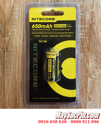 Nitecore RCR123A (NL166) ; Pin sạc 16340 lithium 3.7v Nitecore RCR123A 650mAh (NL166)